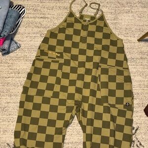 RAGS Olive Checkered OVERSIZED Romper! Never worn!